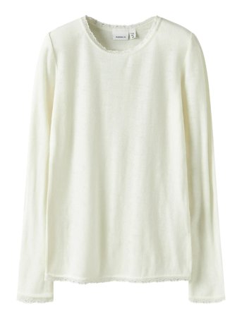 Nkfwang Wool Needle Ls Top Solid White Name It