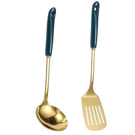 2 stk gull kokeutstyrsett, vintage utseende rustfritt stål kjøkkenutstyrsett, lett å rengjøre, perfekt gave.