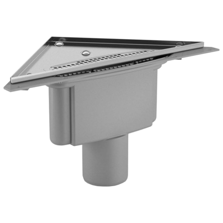 Purus Corner Gulvsluk 75 mm, bunnutløp, Innendørsavløp