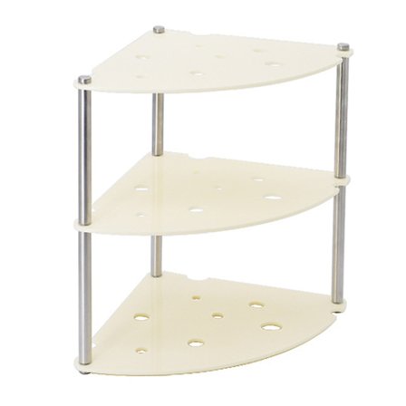 3-etasjes skrivebordsstativ i akryl og metall, minimalistisk oppbevaringshylle for skrivebord, melkehvit
