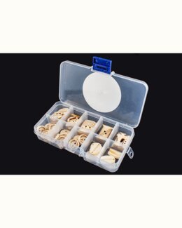 Box mit 10 verschiedenen Holzknöpfen