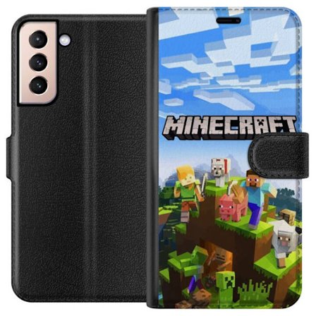 Kompatibelt Plånboksfodral till Samsung Samsung Galaxy S21 Minecraft Creeper block pixel retro spelande