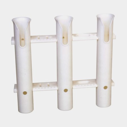 Soporte para cañas de pescar para barco (lateral), para 3 cañas de pescar, plástico resistente a UV, blanco