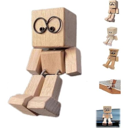 Charmerende lille træfigur, der svajer med 12 stk. magnetiske udtryk, sjov rystende fødder træmand figur, søde bil instrumentbræt ornamenter - WELLNGS