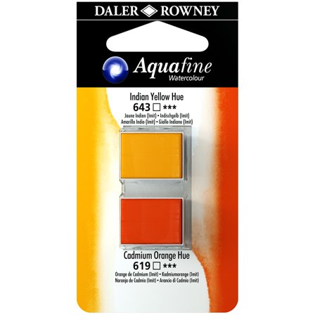 Aquafine Aquarelle Half-pan Duo Indian Yellow Hue/Cad Orange Hue