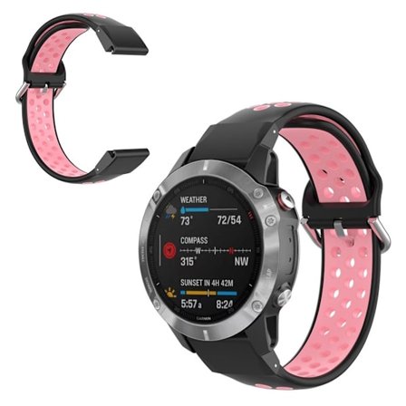 Bi-color Watch band for Garmin Fenix watch - Black / Pink