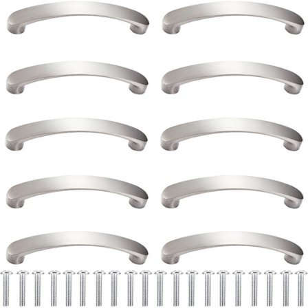 10 stk. Sølvskabshåndtag med 20 skruer, Skuffehåndtag, 96 mm hul afstand, Moderne aluminiumslegering Køkkenhåndtag, Ideel til Køkken, Soveværelse,