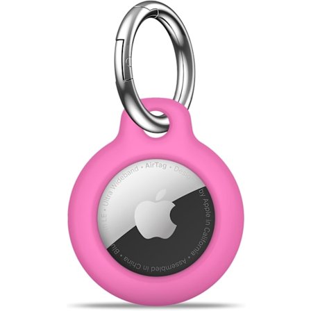 Airtag-hållare Air Tag-fodral med nyckelring, repskyddande Airtags-nyckelkedja för Apple Air Tags, Airtag-tillbehör för GPS-objektsökare, rosa