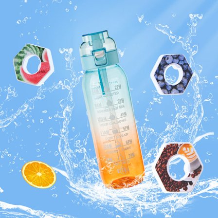 1000 ml luftvannflaske med 5 smaksatte drikkepods, 0 sukker, 0 kalorier, nye smaker