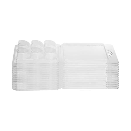 Vaxsmältbehållare - 6 hålrum genomskinliga tomma plastvaxsmältbehållare - 100 förpackningar hjärtformade clamshells för tillverkning