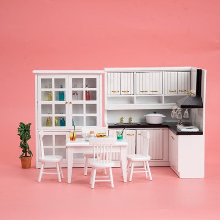 Miniaturemøbler Legetøjsdukker Hus Gør-det-selv Dekoration Tilbehør Mini 1:12 Køkken Køkkenbord Køkkensæt