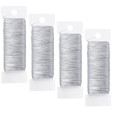 0,35 mm x 200 m, tynn håndverkstråd, 4 ruller tråd for hobby, smykketråd, blomstertråd, sølvblomstertråd, bindetråd, håndverkstråder for