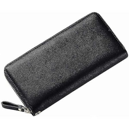 Pung Læder Damepung Stor Damepung Med Lynlås Guld Punge Dame Lang(sort)