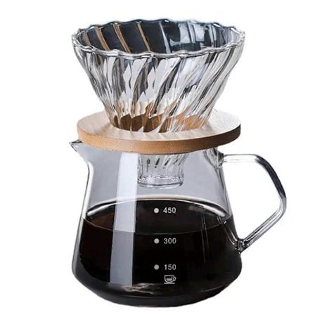 Pour Over Kaffebrygger Sett, Glass Karaffel Kaffe Med Glass Kaffefilter, Drypp Kaffebrygger Sett for