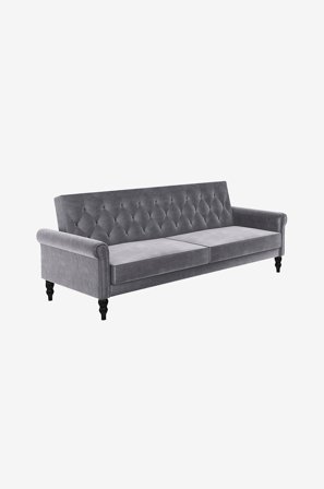 Loft24 - Tyne Bäddsoffa 3-sitsig Sammet - Grå - Bäddsoffor - Från Homeroom