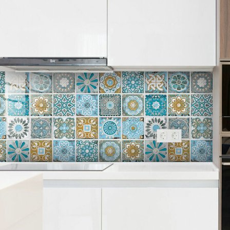 Fliser til badeværelse og køkken, 24-pak vægklistermærker, selvklæbende fliser, dekorative mosaikcementfliser, selvklæbende mærkater til vægge