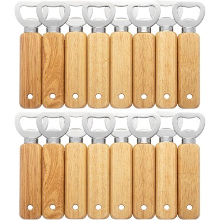 Graverbara Træflaskeåbnere, 16-pak Håndholdte Ølflaskeåbnere til Drikkevarer Cider Bar Hjem