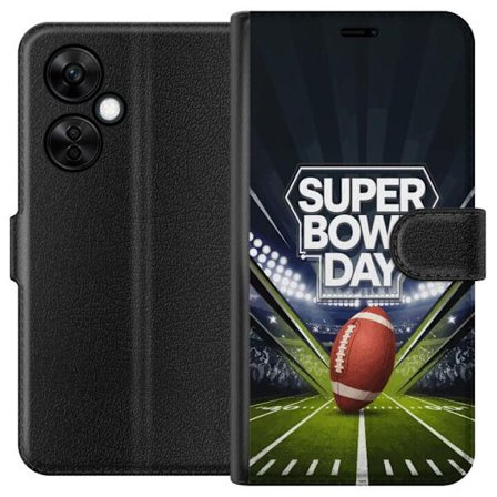 Yhteensopiva Lompakkokotelo OnePlus Nord CE3 Super Bowl Day juliste, jossa amerikkalainen jalkapallo valaistuksella varustetulla areenalla dramaattise