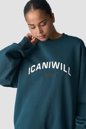Everyday Relaxed Crewneck Print Dark Dusty Teal