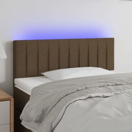 vidaXL Sänggavel LED mörkbrun 80x5x78/88 cm tyg Brun