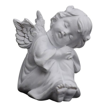 Vit Baby Prayer Angel Statyer Ornament Hem Desktop Decor Resin