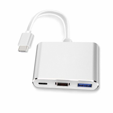 USB-C til HDMI-adapter (understøtter 4K/30Hz) - 3-i-1 Type-C-konverterkabel - til MacBook Pro 2017/2018, MacBook og andre USB 3.0 Type-C-enheder