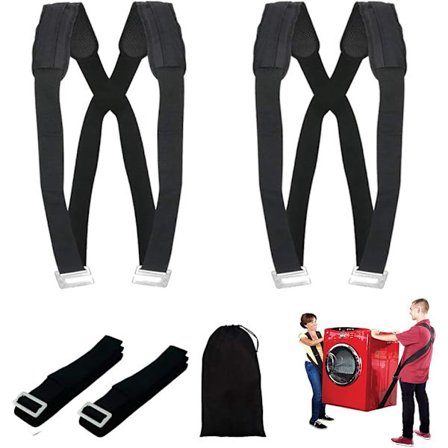 2-personers lyftsele, Maxi 550 lbs möbeltransportsele (svart, 5 cm bredd)