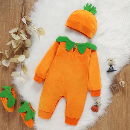 Baby Halloween kostym Pumpa Bodysuit Romper Baby cosplay Set