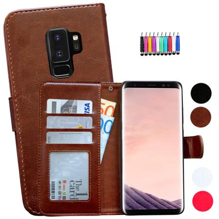 Tyylikäs nahkakotelo Samsung Galaxy S9 Plus -puhelimeen Vit