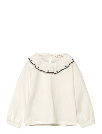 Cotton T-Shirt With Embroidered Stars Cream Mango