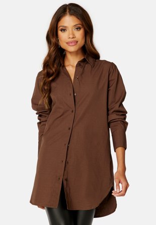 BUBBLEROOM Minou oversized long shirt Brown Klær