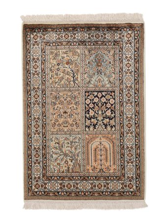 Medallion Small Kashmir Pure Silk Rug 65X94 Silk