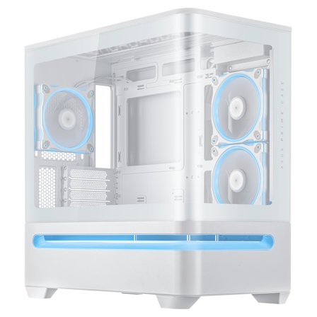 ASUS PRIME AP202 TG ARGB mATX Tower (hvit) mATX, 1x 120mm vifte bak, 2x 120mm vifte side, Herdet Glass