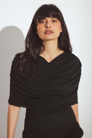 NA-KD - Topp med rysjer foran - Topper - Svart - XS