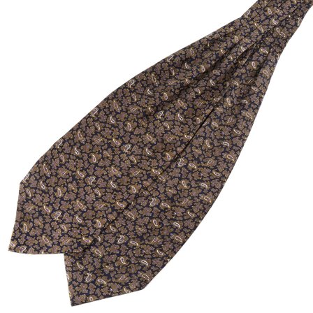 Brown & Purple Paisley Silk Ascot for Men - Cravats