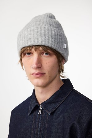 NN.07 Rib Mütze Herren Grau Baby Alpaca blend