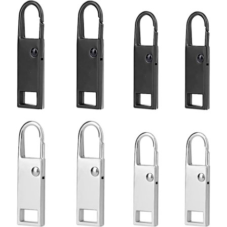 8 st dragkedjor i metall, premium dragkedjor