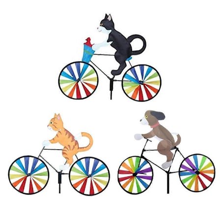 Kat og Hund Cykler Tegneserie Model Vindmølle Cykel Vindmølle Stang Have Gårdhave Dekoration