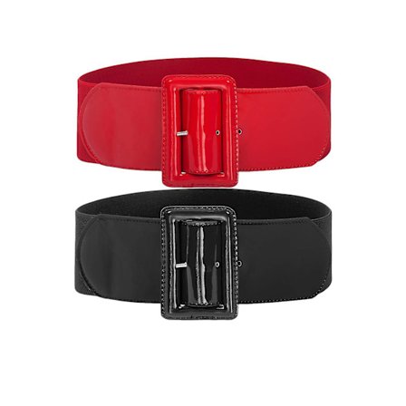 Elastiske damebælter, brede elastiske bælter, sort+rød