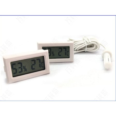 2 stycken elektroniska hygrometertermometrar med inbyggd digital hygrometertermometer och snodd (Celsius Vit)