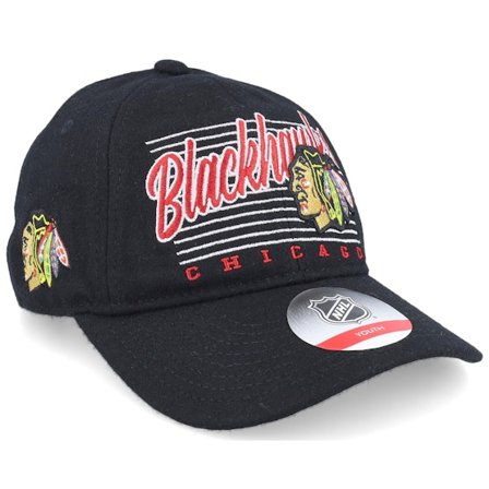 Outerstuff - NHL - Black - unconstructed - Cap - Kids Chicago Blackhawks Retro Wooly Black Dad Cap - Hatstore