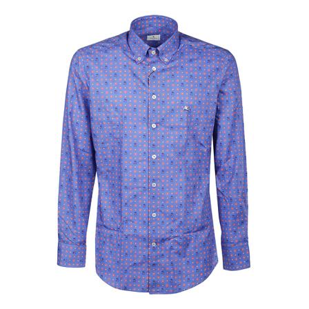 Etro, Shirt Botton Down Slim Blauw, Heren, Maat:L