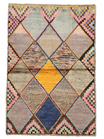 Håndknyttet Moroccan Berber - Afghanistan 96X143 Ullteppe Brun/Svart Lite