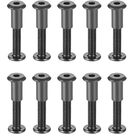 Pakke med 10 stk. M6 x 35 mm festebolter med matchende muttere hylsemutter med sekskantet hull rundt hode i svart karbonstål egnet for skinnveske 