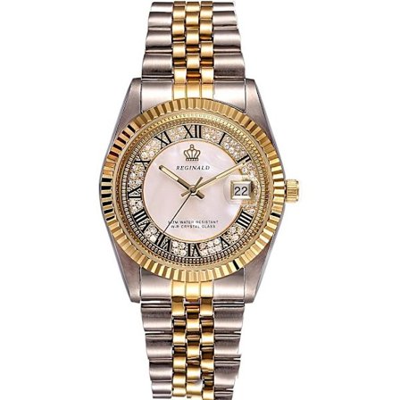 Lyxig Dam Analog Klocka Diamant Guld Rostfritt Stål Quartz Klocka Vattentät Kalender Lysande Klocka