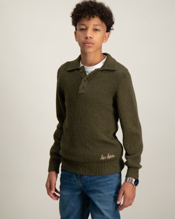 Les Deux Errol Cotton Rugby Knit Kids Vihreä Villapuserot Pojat - Kids Brand Store
