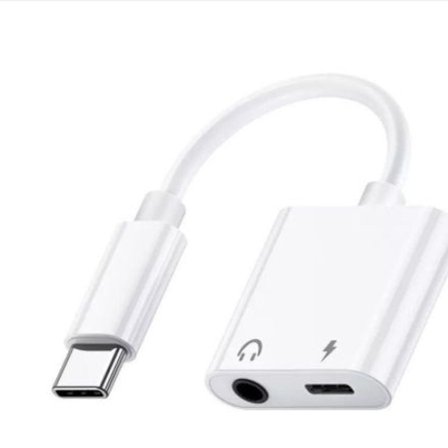 Pakke med 2 hodetelefonadaptere for iPhone, 2-i-1 Lightning til AUX-lyd