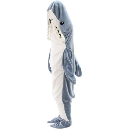 Hain muotoinen fleecehuppari Haipeitto Superpehmeä, mukava flanellihuppari Haimakuupussi Hai Onesie -peitto Haisaparo Kannettava fleecepeitto Sha