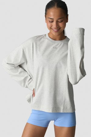 ICANIWILL - Everyday Relaxed Long Sleeve White Melange - Langermet - Dame - ICIW