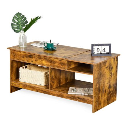 Sofabord med løftefunktion, opbevaring og hylder